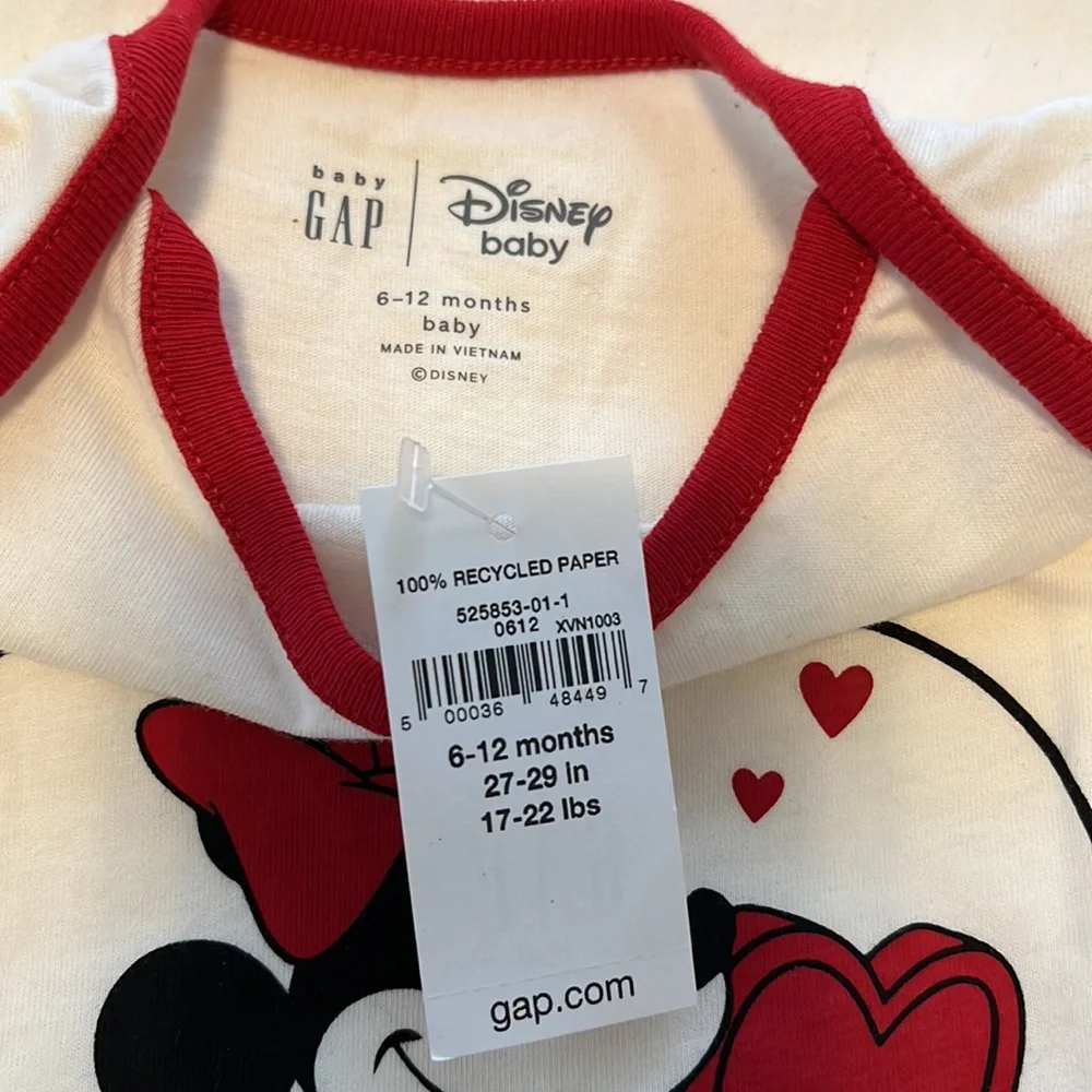 BabyGap Minnie Mouse onesie and red leggings outfit